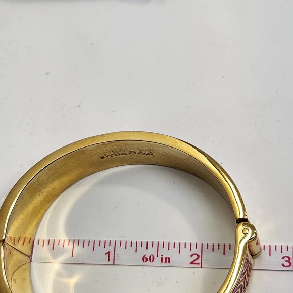 Stella and Dot Eleanor Celtic Knot Clamper Bangle Bracelet Orange Pink Enamel - Picture 7 of 7